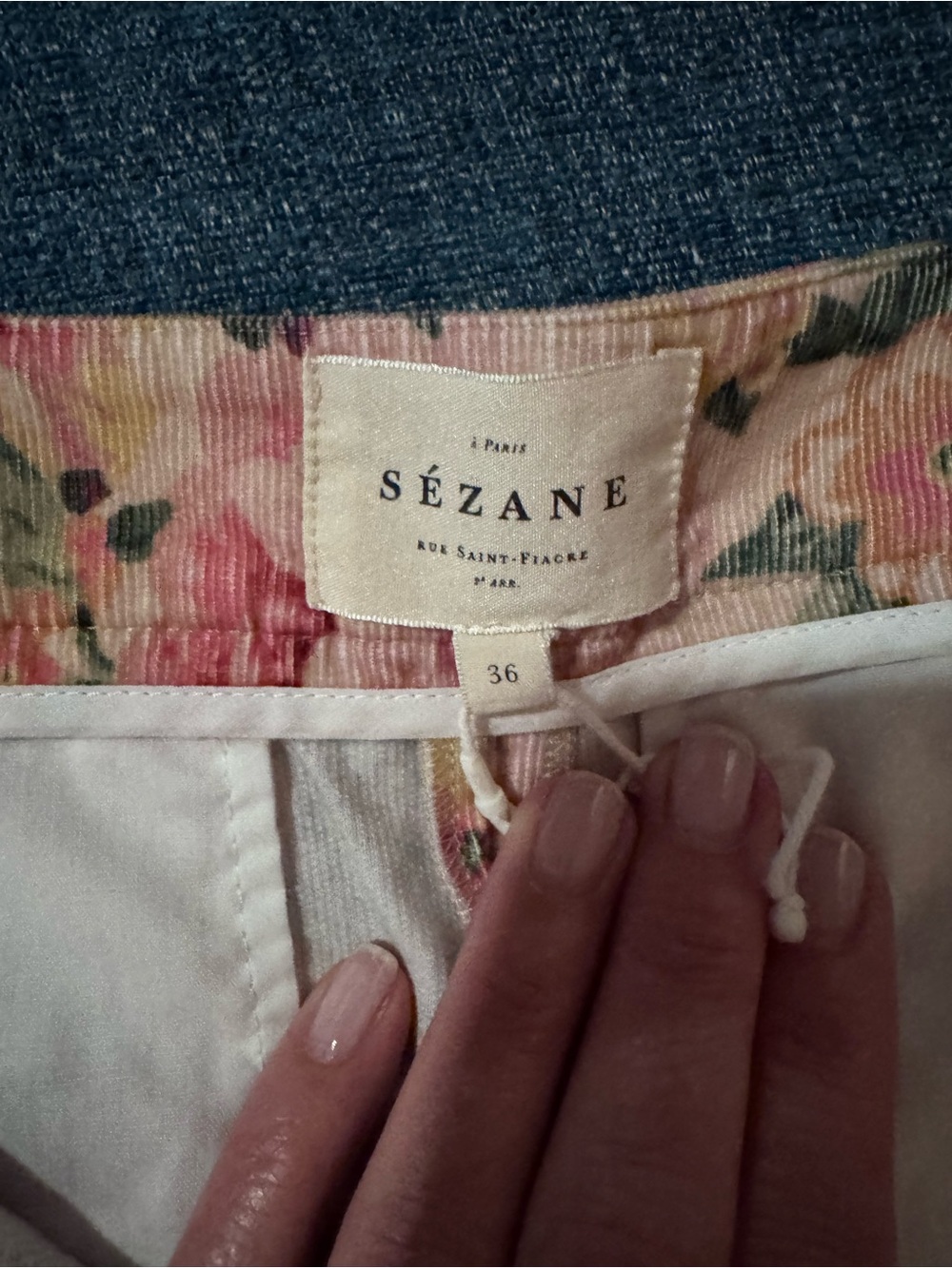 Sezane Pink Floral Straight-Leg Cotton Trousers - Picture 2 of 7